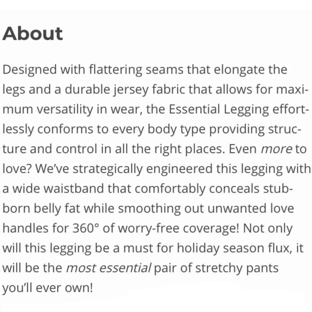 SPANX Women's EUC Essential Leggings #20012R‎ 